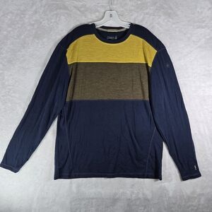 Smartwool Thermal Merino Base Layer 250 Colorblock Crew Shirt Mens XXL 2XL Navy